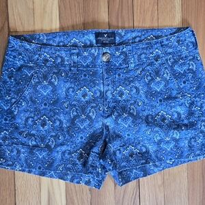 American Eagle Outfitters Blue Paisley Shortie Shorts